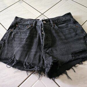 Agolde Parker Cutoff Jean Shorts Black 27